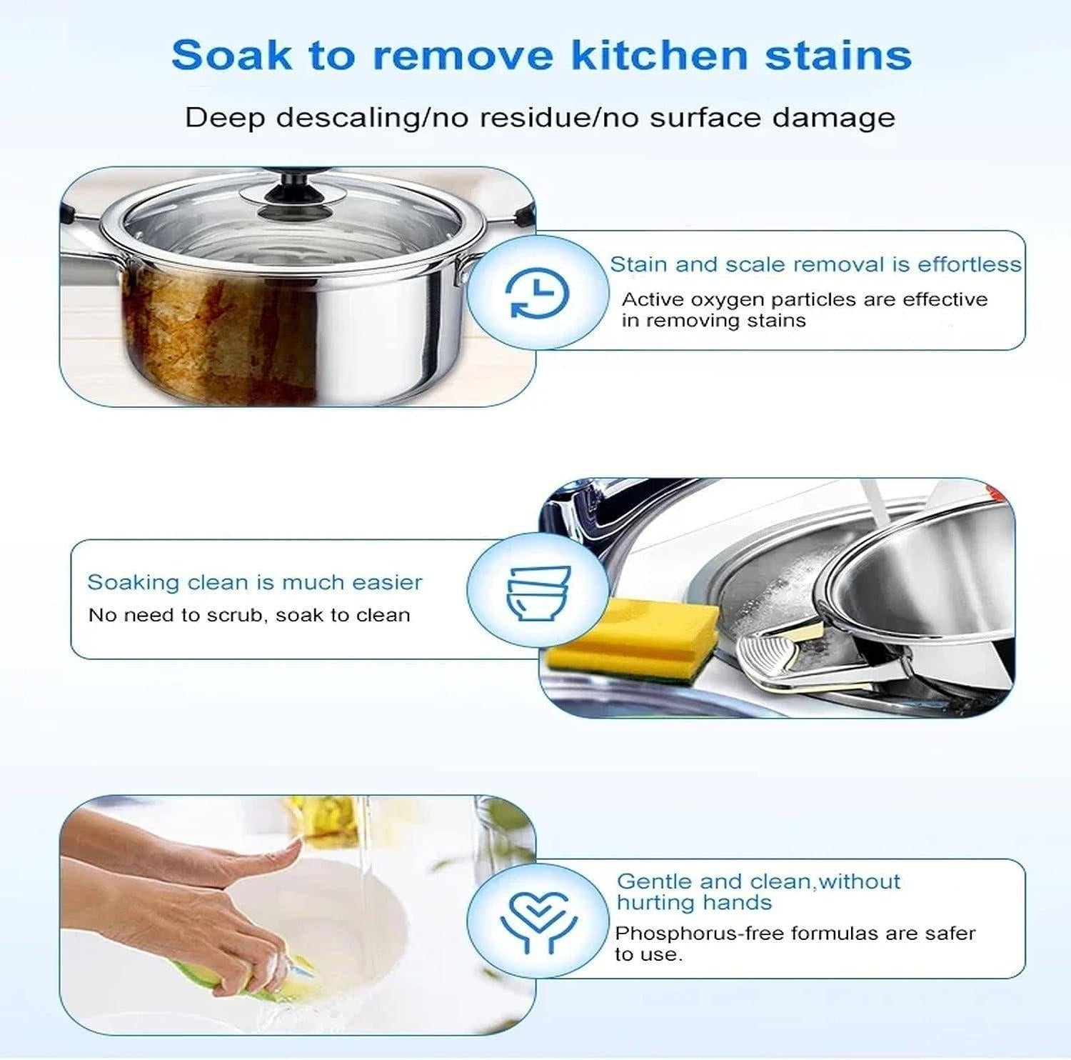 Foam Rust Remover Kitchen All-Purpose Cleaning Powder – multipurpose rust and stain removal cleaner for kitchen and household use.