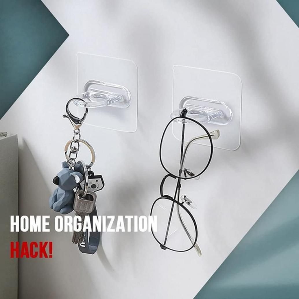 Multipurpose Self Adhesive Hook Holder – Pack of 10 Plastic & Stainless Steel Wall Hooks