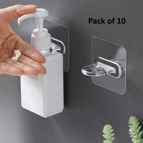 Multipurpose Self Adhesive Hook Holder – Pack of 10 Plastic & Stainless Steel Wall Hooks