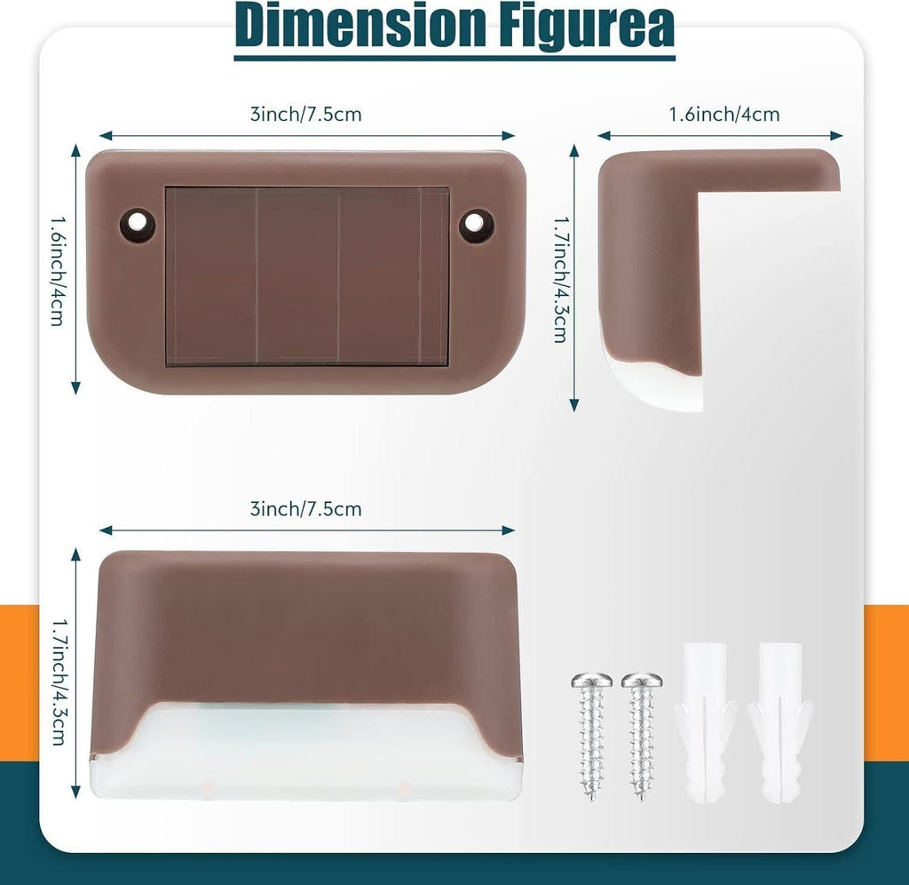 Dimensions of a brown product with measurements in inches and centimeters on a white background.