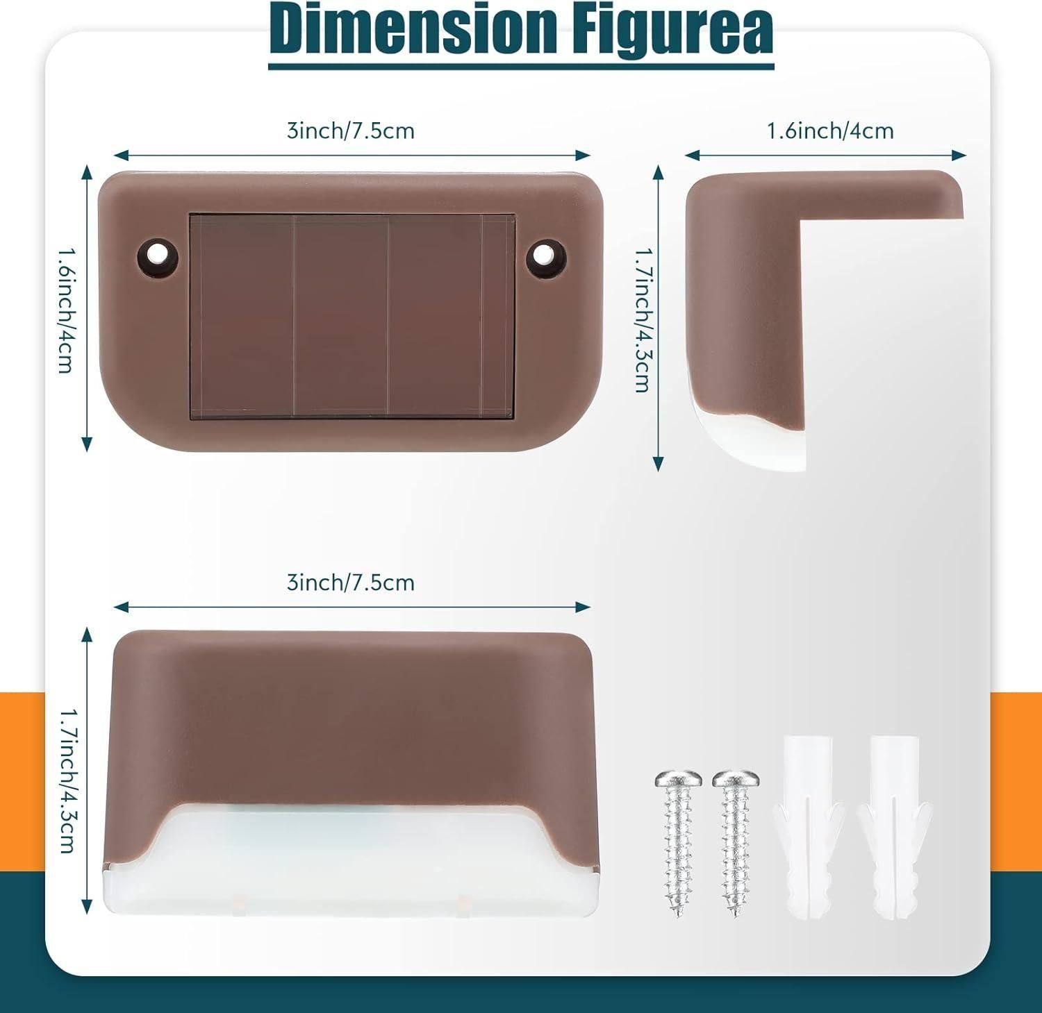 Dimensions of a brown product with measurements in inches and centimeters on a white background.