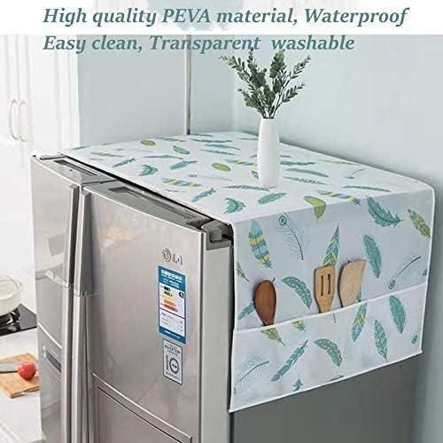 Fridge cover with feather pattern on a refrigerator in a kitchen setting