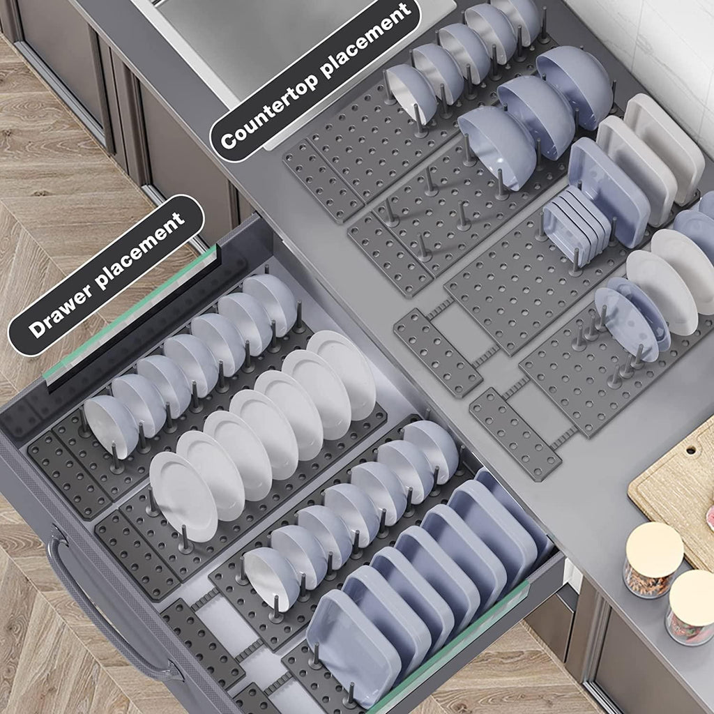 Kitchen Cupboard Organization Drawer Organizer Pegboard Tray – Expandable and adjustable plastic storage solution for utensils, sinks, and clothing.