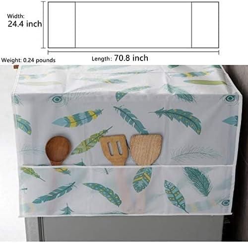 Multicolor waterproof refrigerator cover with side pockets for kitchen storage – durable plastic protector