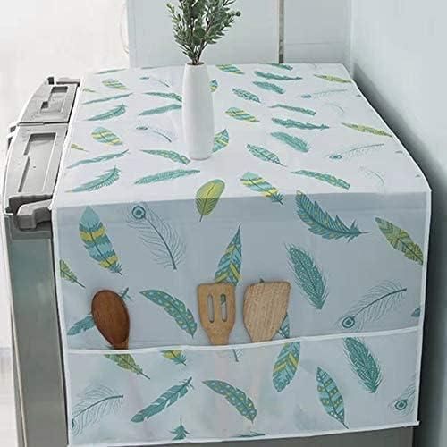 Multicolor waterproof refrigerator cover with side pockets for kitchen storage – durable plastic protector