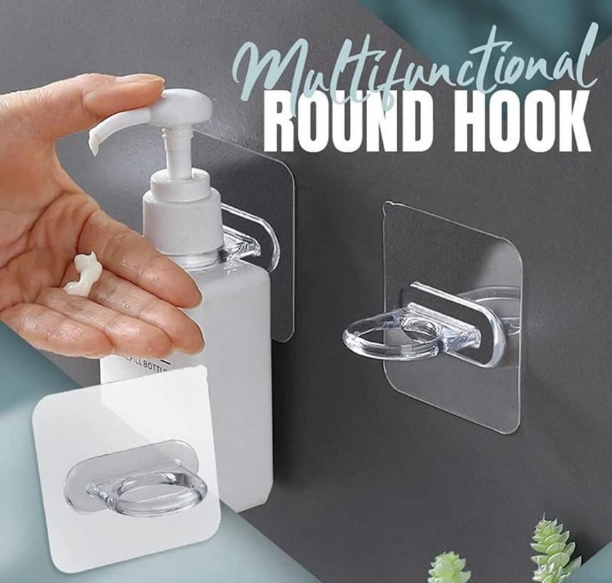 Multipurpose Self Adhesive Hook Holder – Pack of 10 Plastic & Stainless Steel Wall Hooks